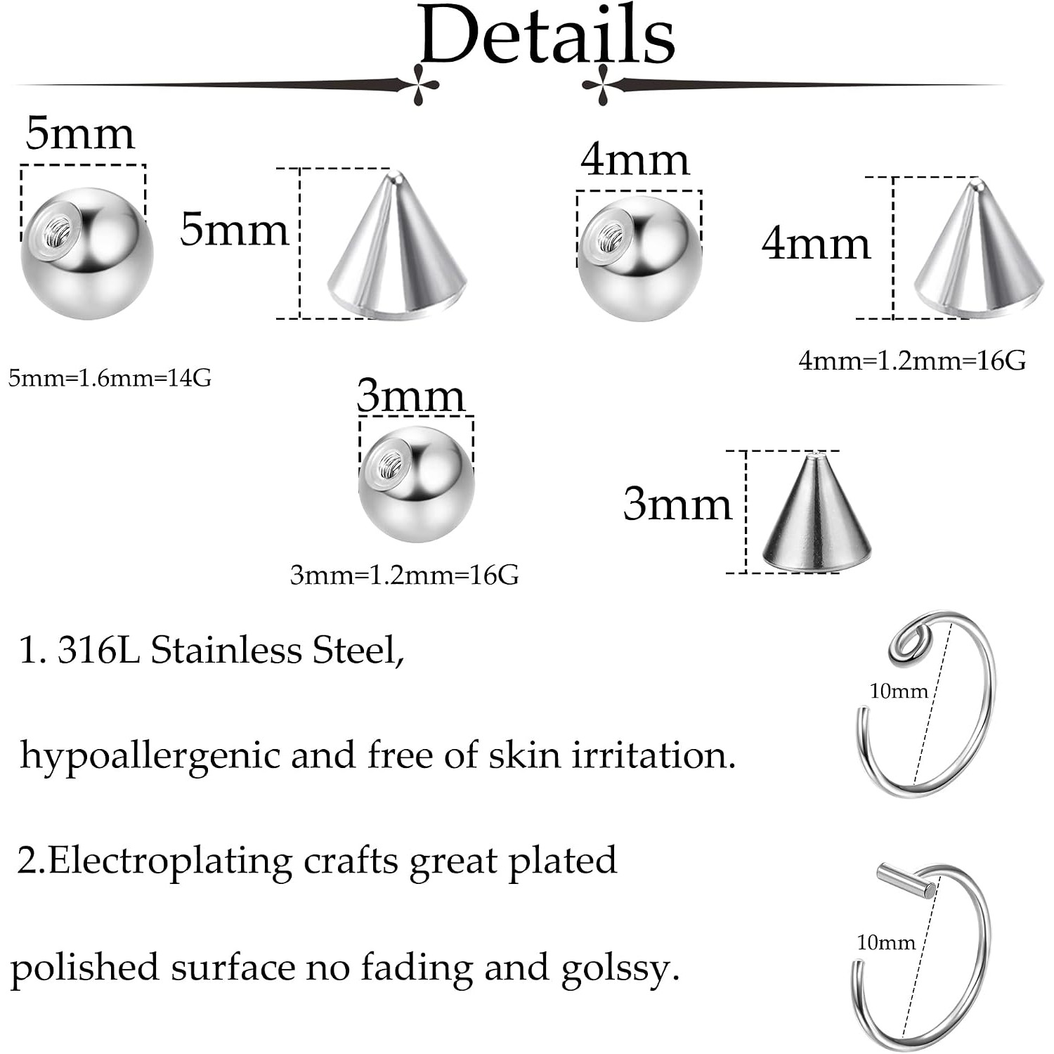 Drperfect Fake Eyebrow Ring Fa - огляд і ціна Body Jewelry Replacement Ball