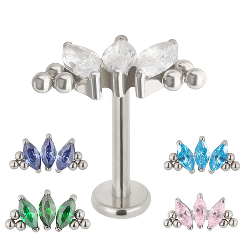 ASTM F136 Titanium PIERC 3 CZ  - огляд і ціна Cluster Stud Ear