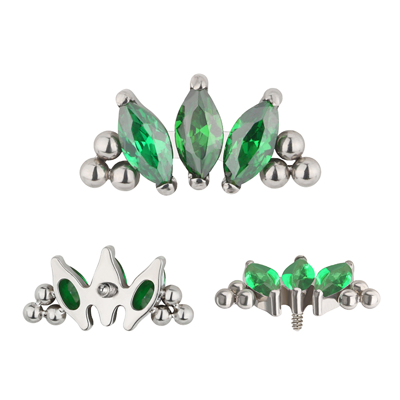 ASTM F136 Titanium PIERC 3 CZ  - огляд і ціна Cluster Stud Ear